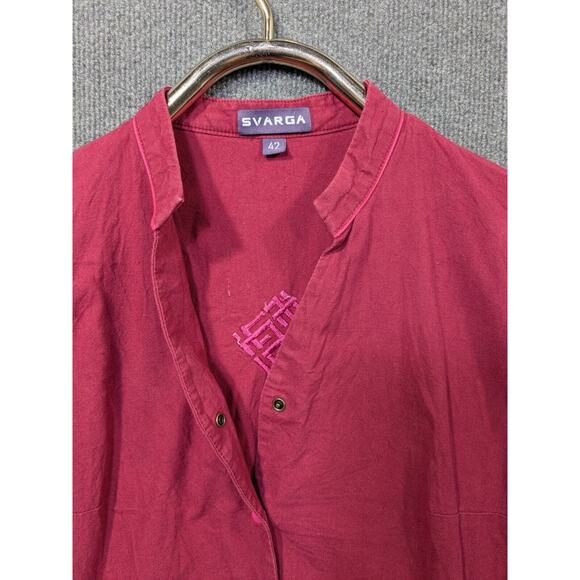 Svarga Ukraine Dress Womens 42 Embroidered Floral Cotton Traditional Red - Picture 4 of 16